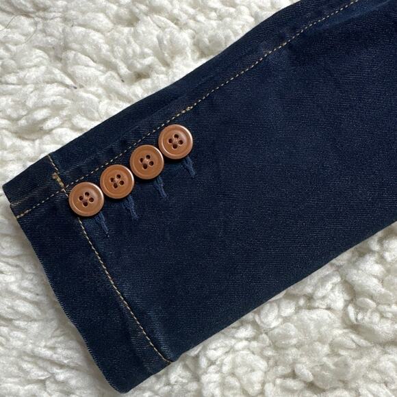 Lauren Ralph Lauren Denim Jacket Leather Collar Barn Jacket Lightweight Button - Picture 12 of 15